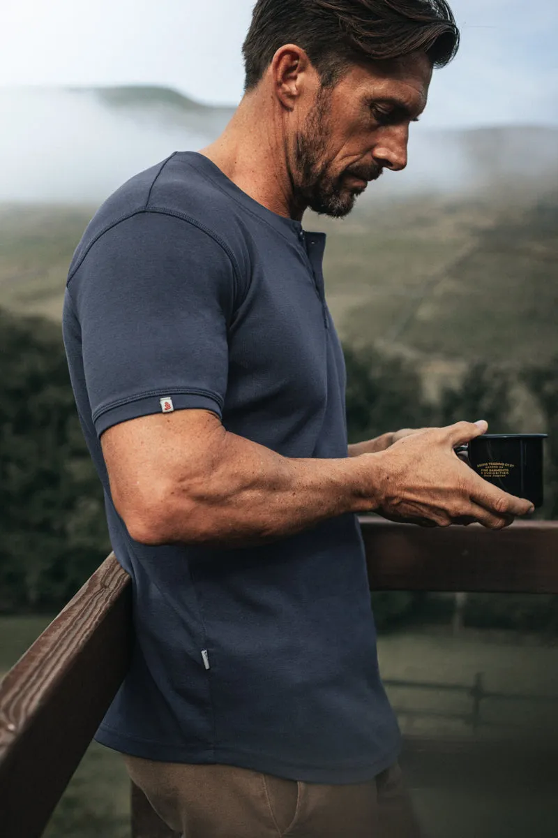 Bluesand Short Sleeve Henley Navy sold by &SONS