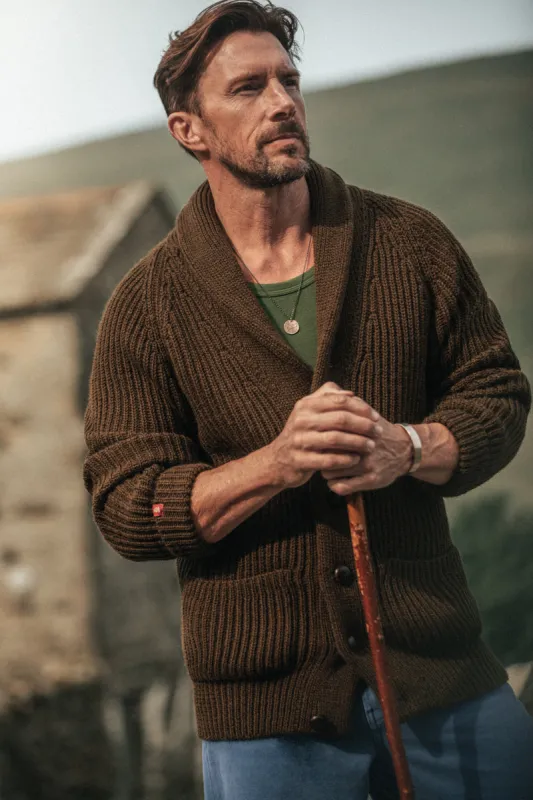 Pioneer British Wool Cardigan Brown made by &SONS