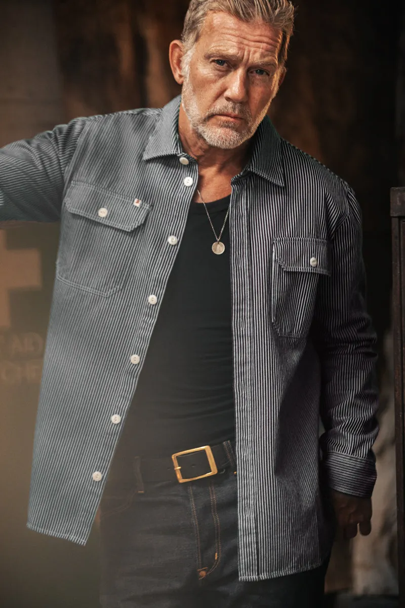 Brady Hickory Stripe Shirt Indigo sold by &SONS product image thumbnail 2