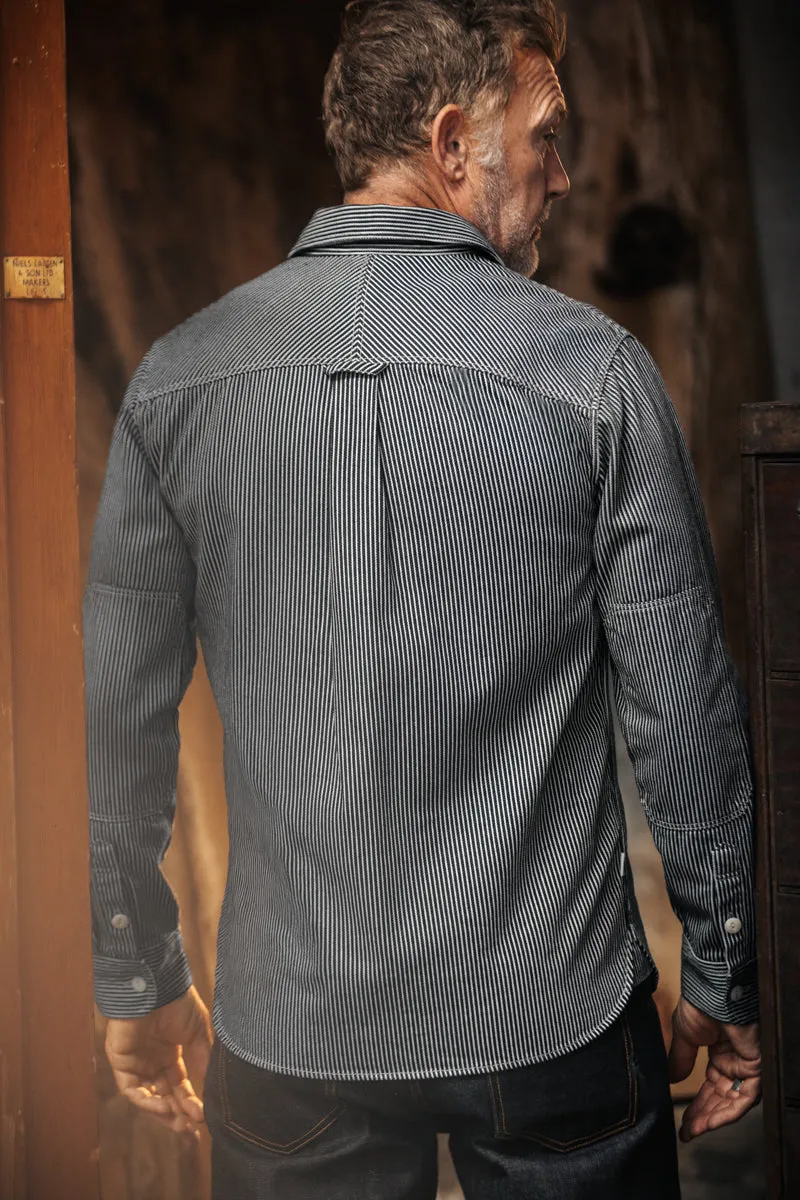 Brady Hickory Stripe Shirt Indigo sold by &SONS product image thumbnail 3