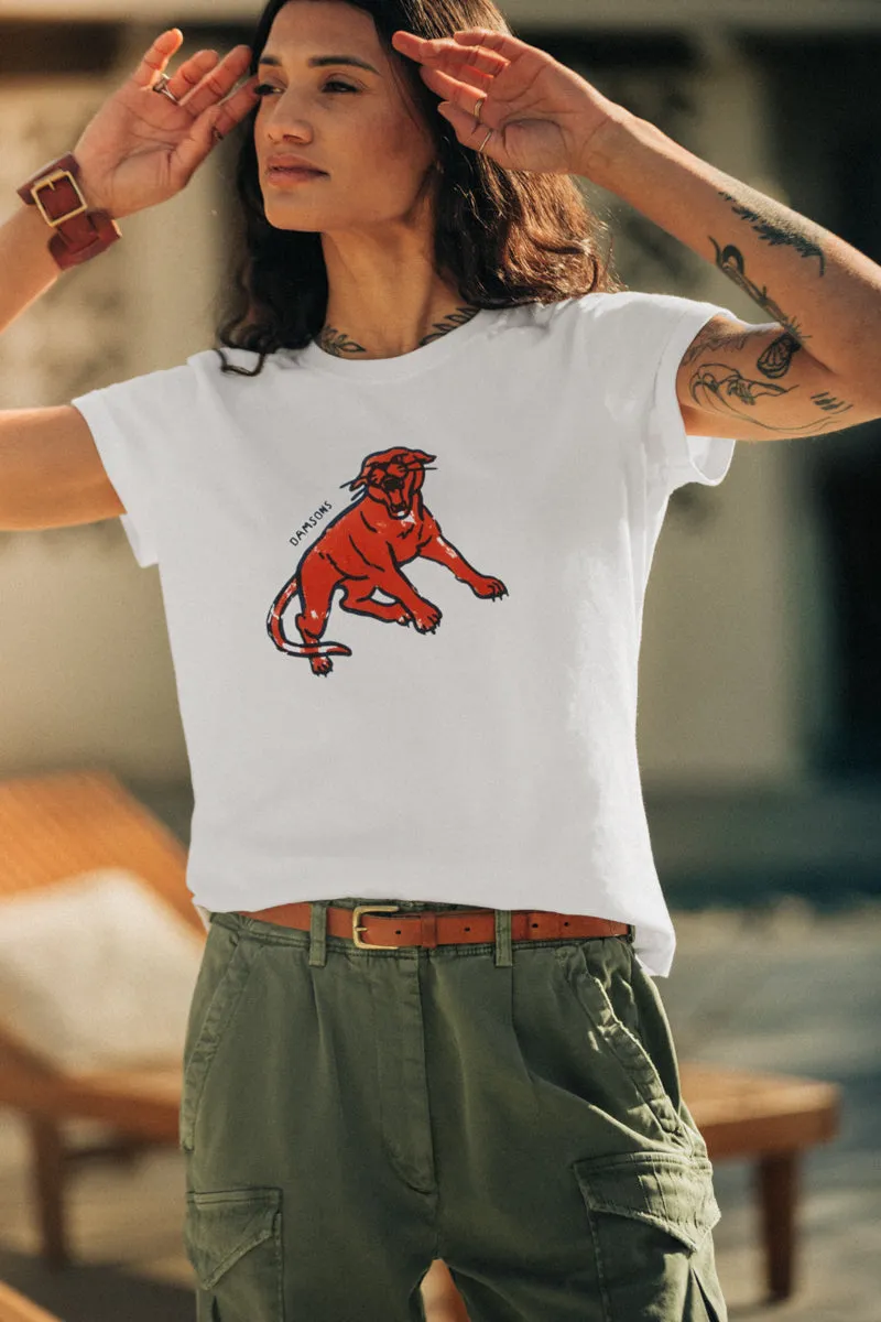Damsons Red Cat Classic T-Shirt White sold by &SONS product image thumbnail 4