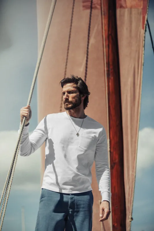 Boxer Pocket Long Sleeve T-Shirt White sold by &SONS