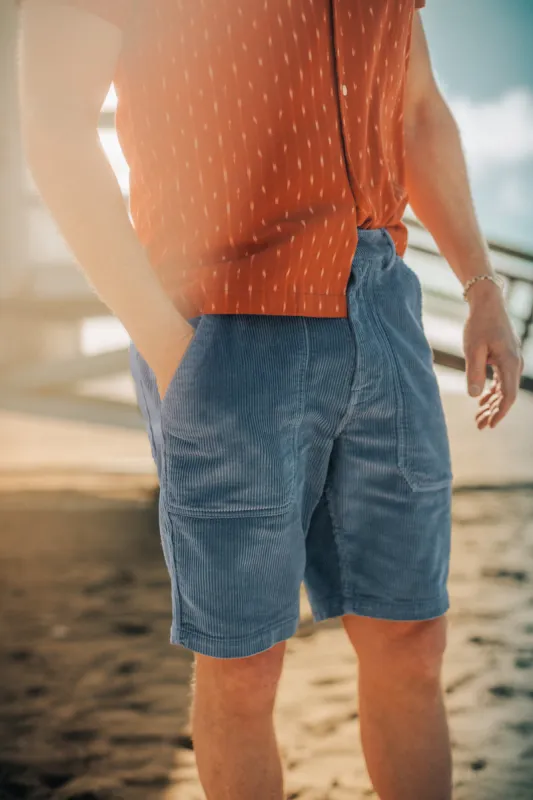 Fresno Cord Shorts Blue sold by &SONS