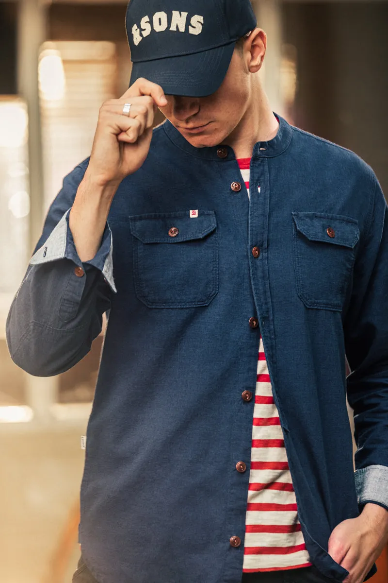 Edward Grandad Shirt Indigo sold by &SONS product image thumbnail 5