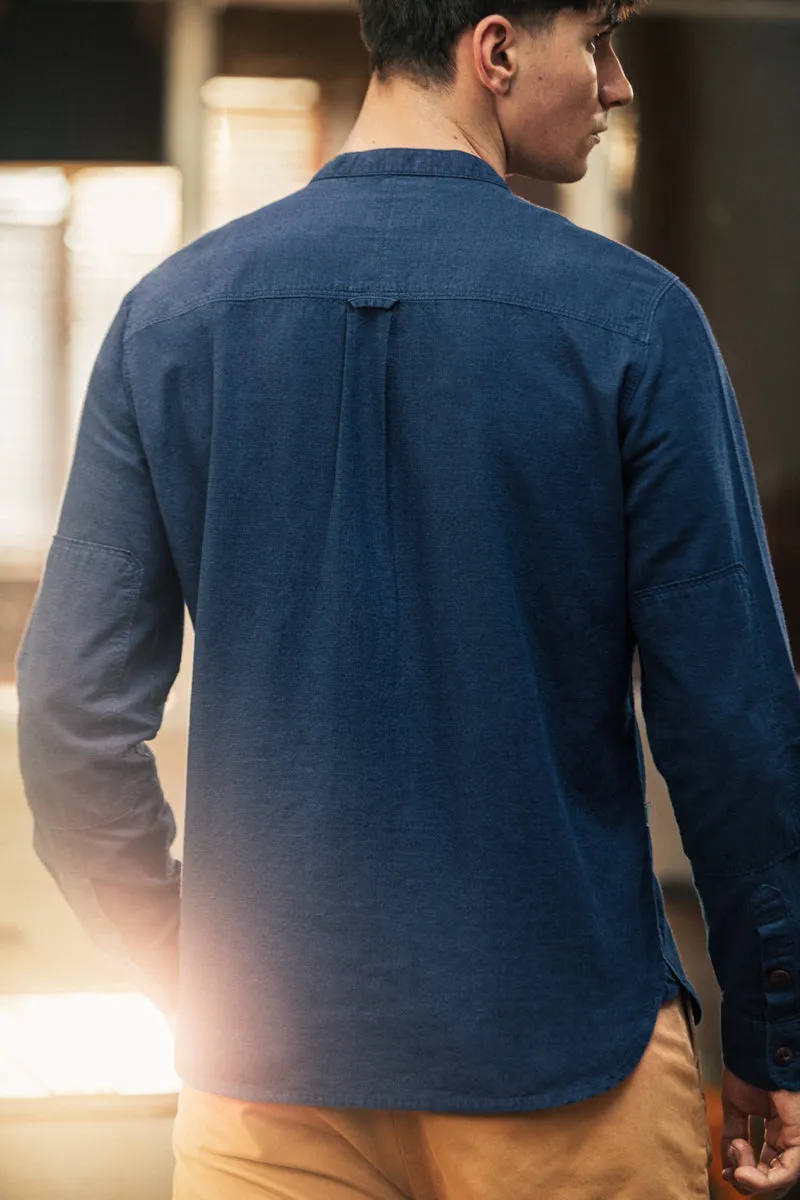 Edward Grandad Shirt Indigo sold by &SONS product image thumbnail 4