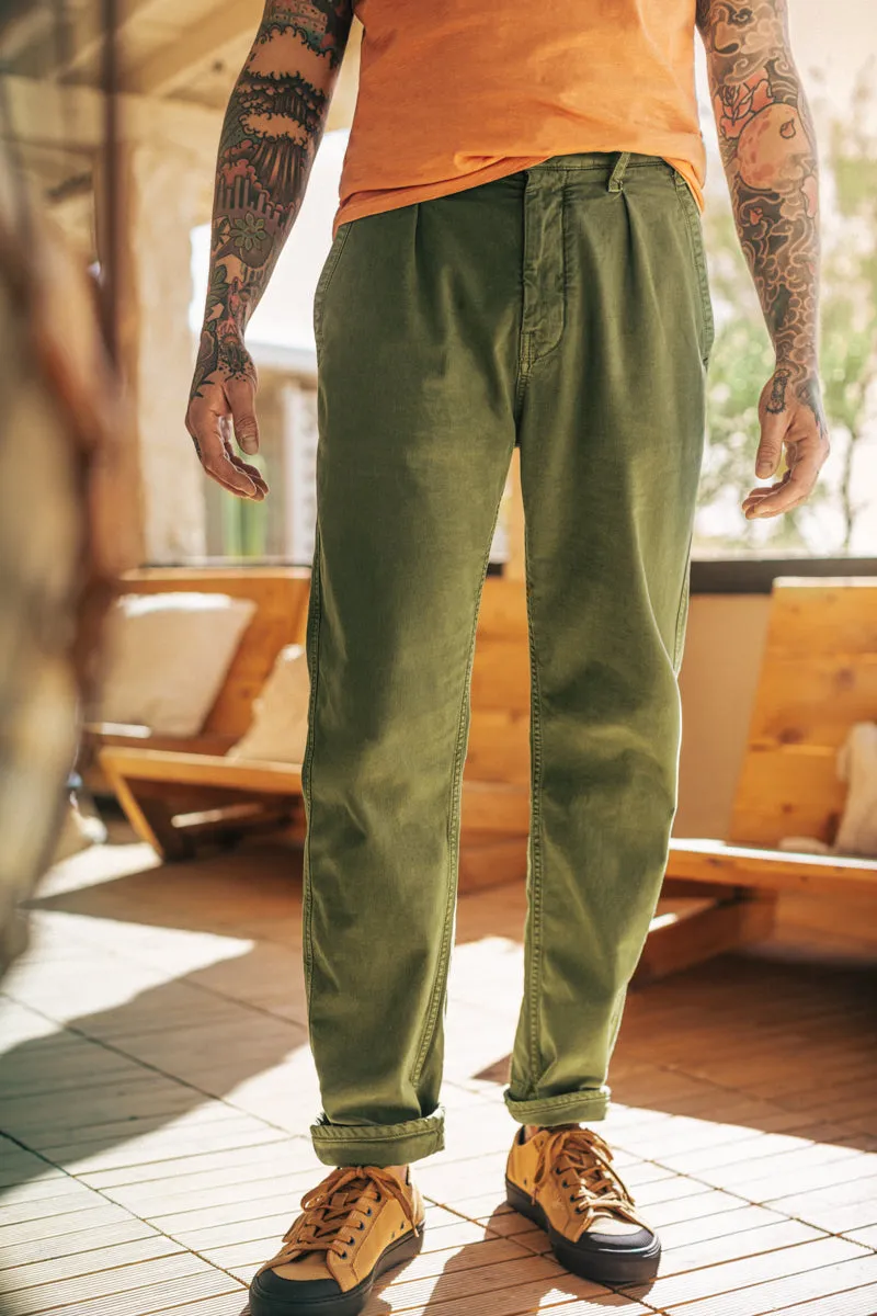 Grant Pleat Front Chino Olive Green sold by &SONS product image thumbnail 2