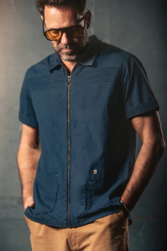 Cabana Shirt Dark Denim Blue sold by &SONS