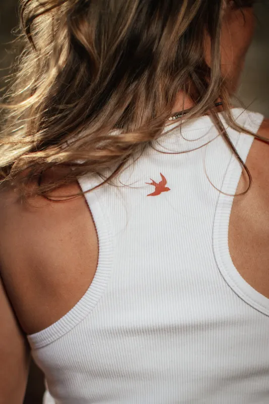 Damsons Tank Racer Vest White sold by &SONS