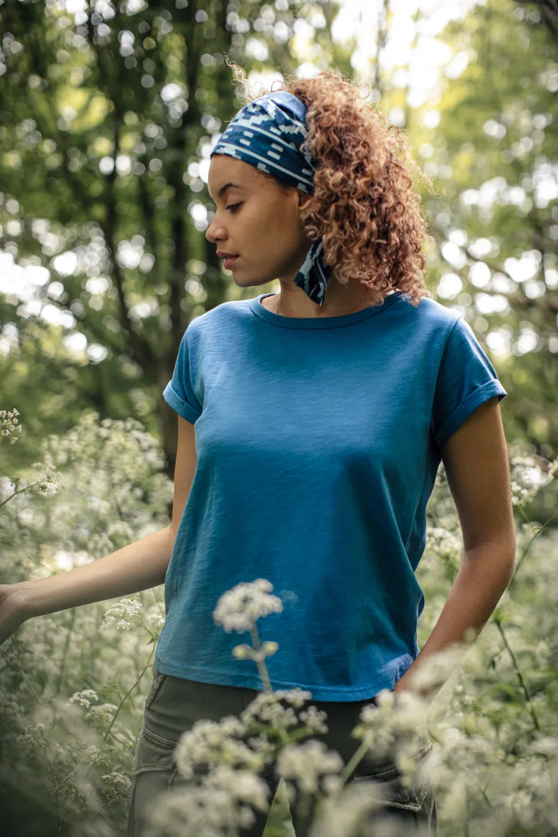 Damsons Cotton Long Scarf Blue sold by &SONS product image thumbnail 2