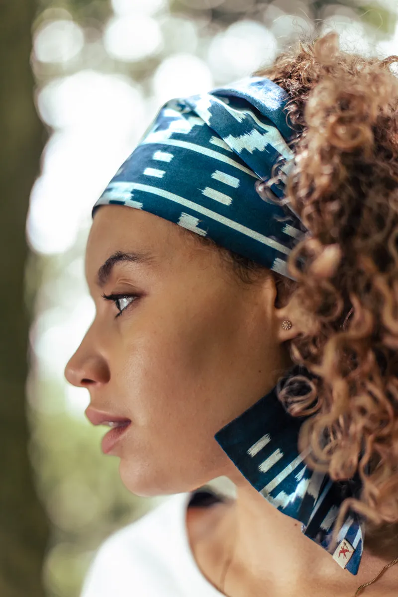 Damsons Cotton Long Scarf Blue sold by &SONS product image thumbnail 3