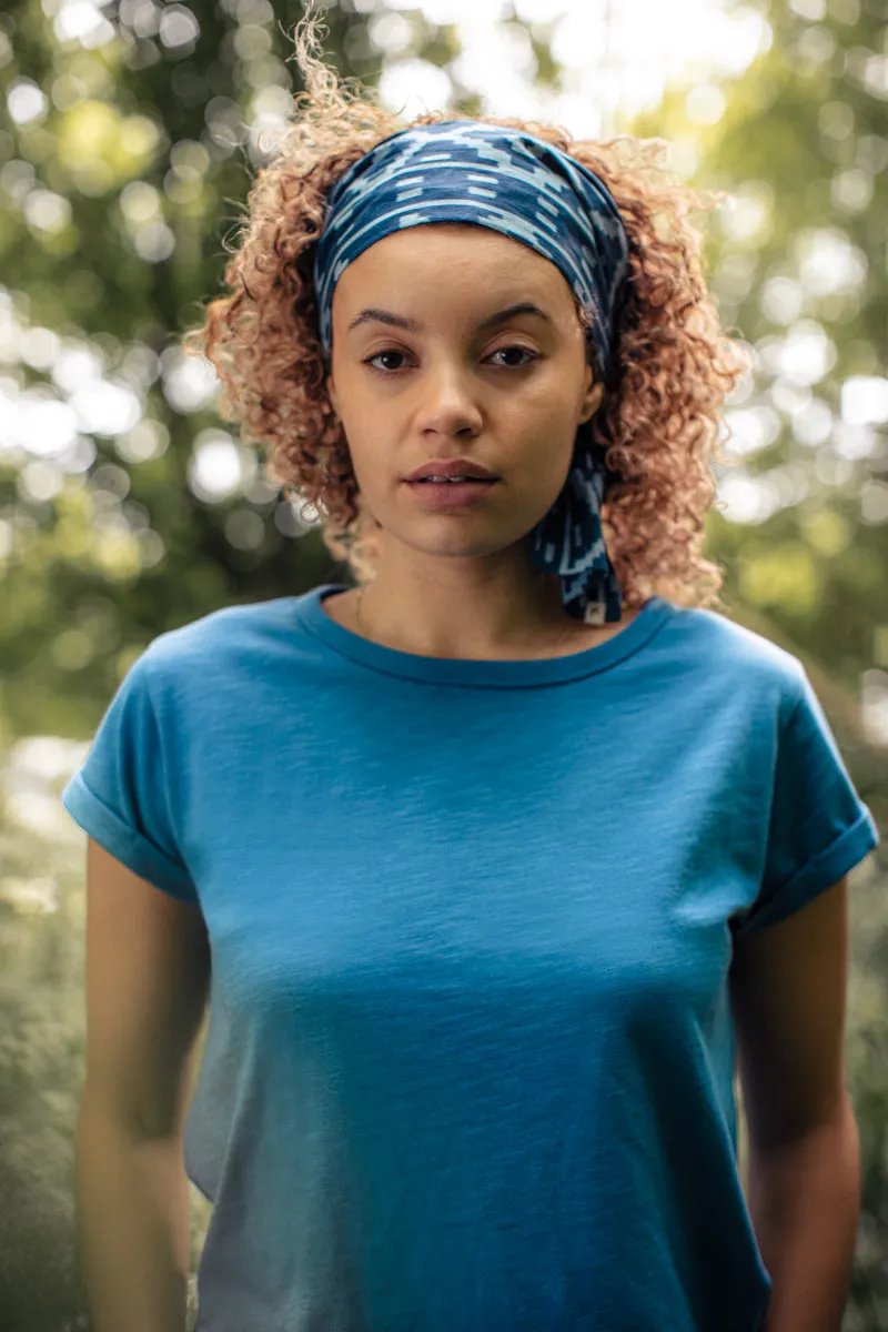 Damsons Cotton Long Scarf Blue sold by &SONS product image thumbnail 4