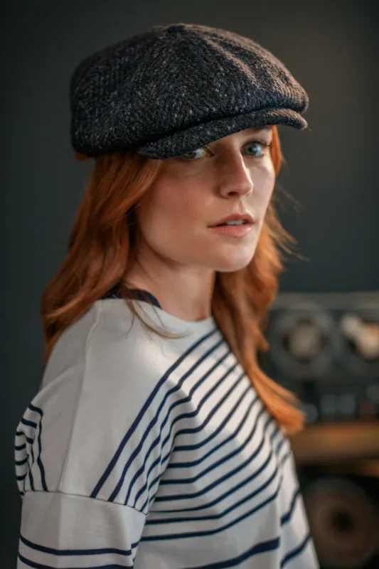 Damsons Tweed Bakerball Cap Black made by &SONS