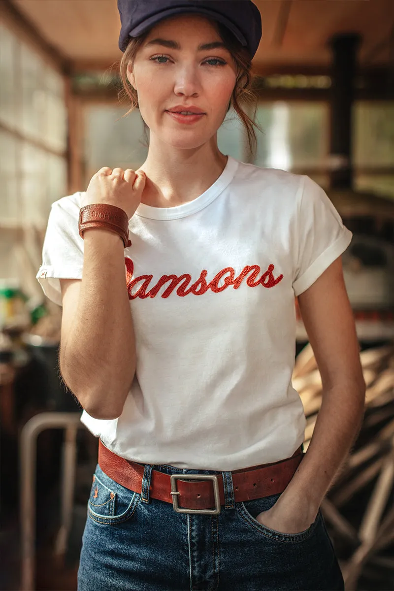 Damsons Red Logo T-Shirt White sold by &SONS product image thumbnail 5