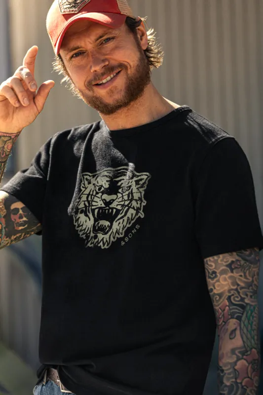 &SONS Tiger Head T-Shirt Black sold by &SONS