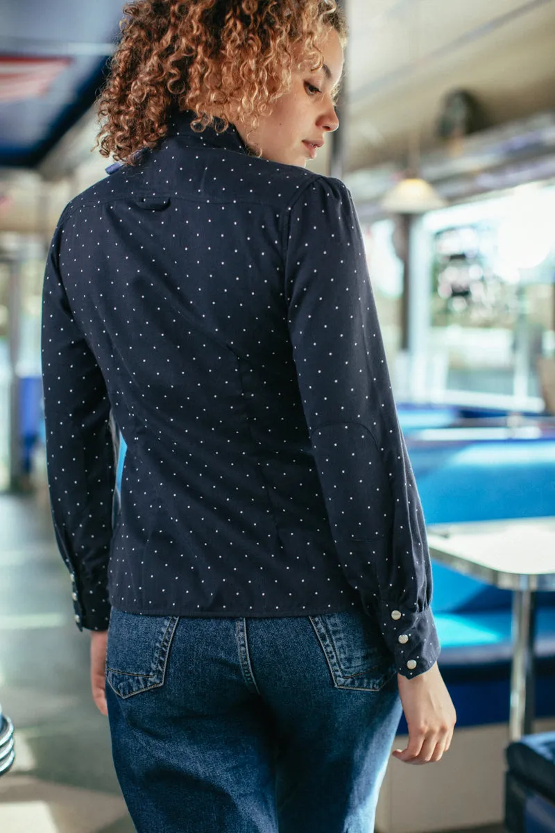 Damsons Western Shirt Navy Polka Dot sold by &SONS product image thumbnail 4