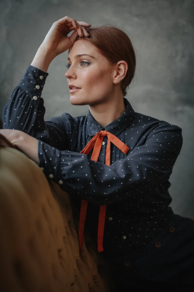 Damsons Western Shirt Navy Polka Dot sold by &SONS product image thumbnail 2