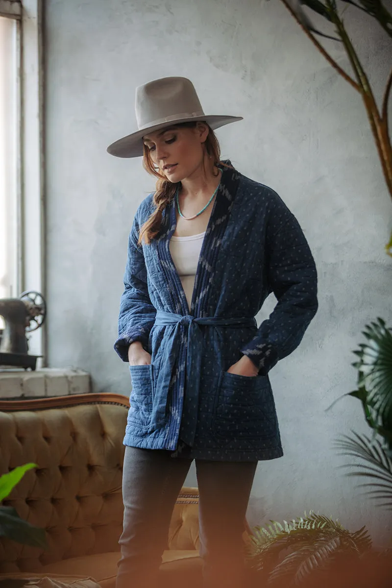 Damsons Hanten Quilted Jacket Indigo sold by &SONS