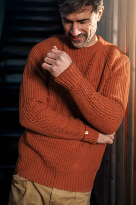 &SONS Abel Ribbed Crew Neck Burnt Orange sold by &SONS