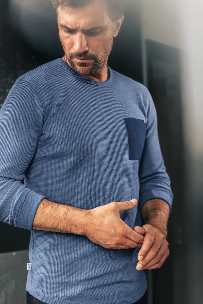 &SONS Glen Pocket Waffle Crew Sky Blue Marl sold by &SONS product image thumbnail 4