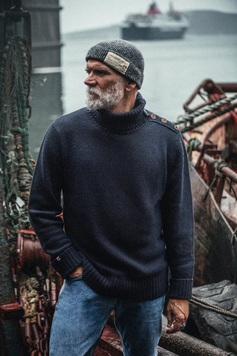 &SONS Ahab Submariner Rollneck Jumper Navy sold by &SONS