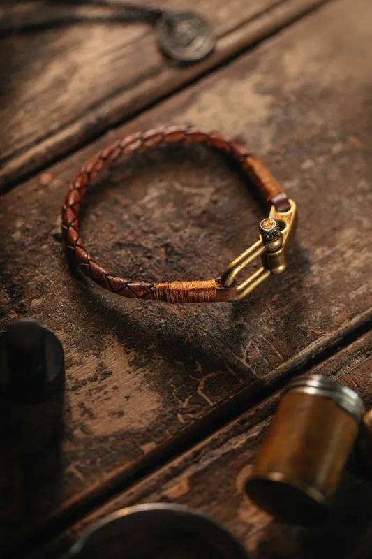 &SONS Leather Twist Braid Bracelet Brown sold by &SONS