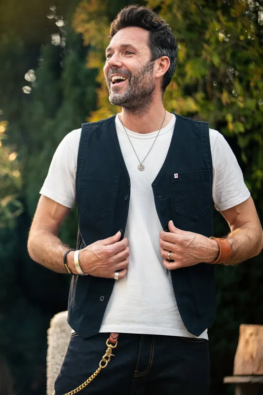 Navy Lincoln Waistcoat / Vest sold by &SONS