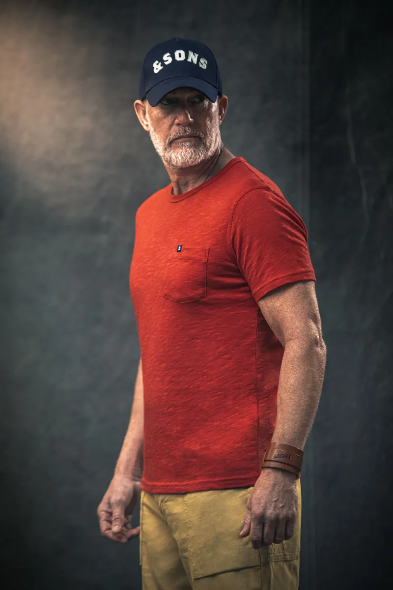 Slub Pocket T-shirt Red sold by &SONS product image thumbnail 3