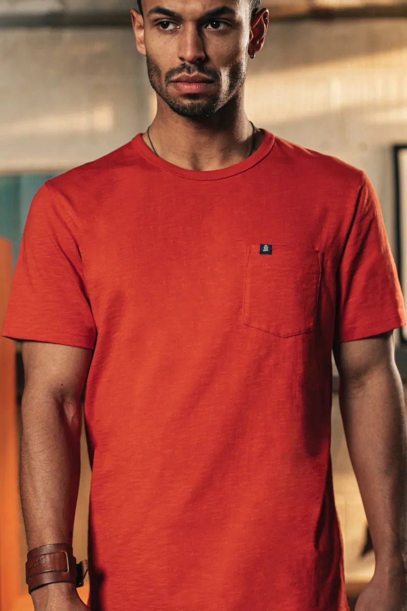 Slub Pocket T-shirt Red sold by &SONS