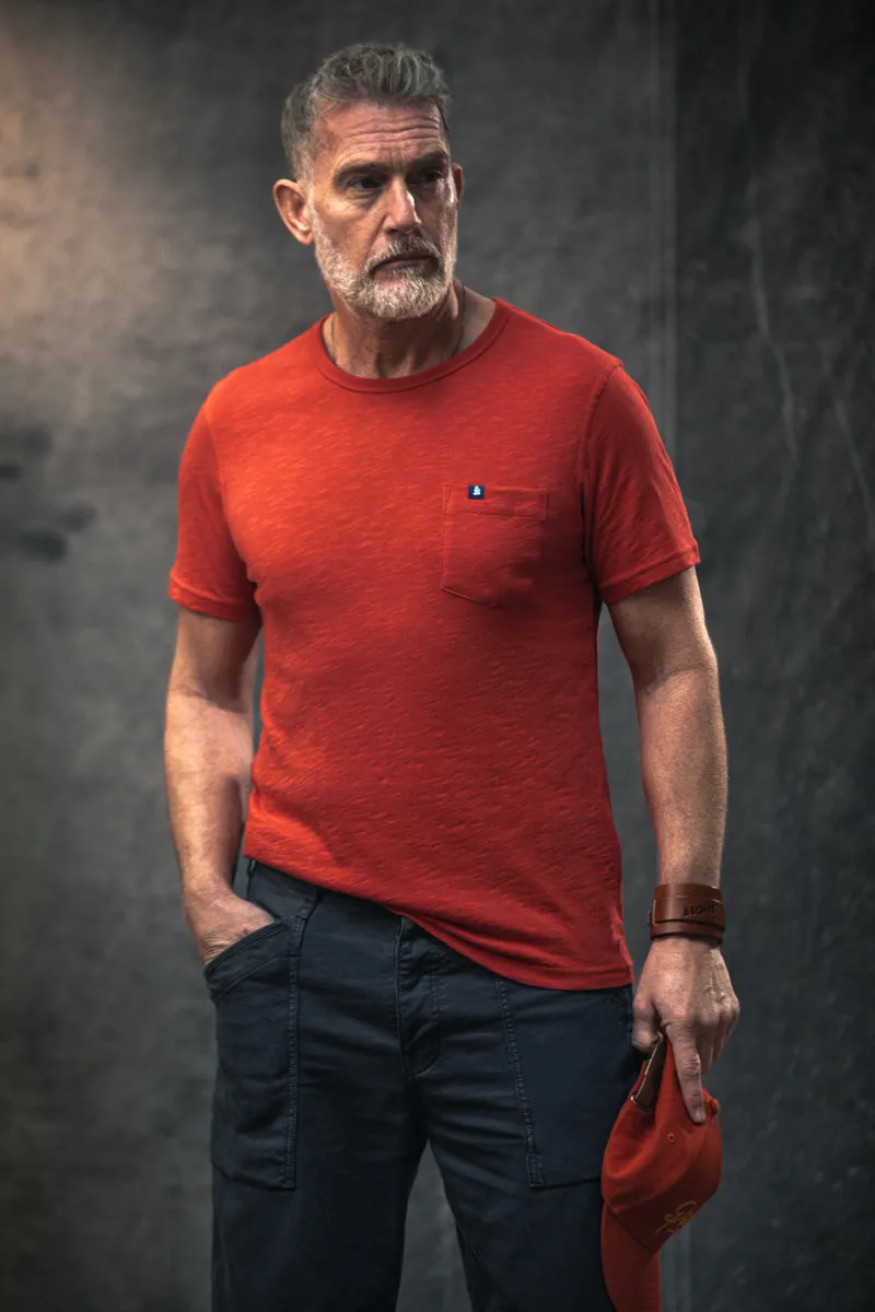 Slub Pocket T-shirt Red sold by &SONS product image thumbnail 5