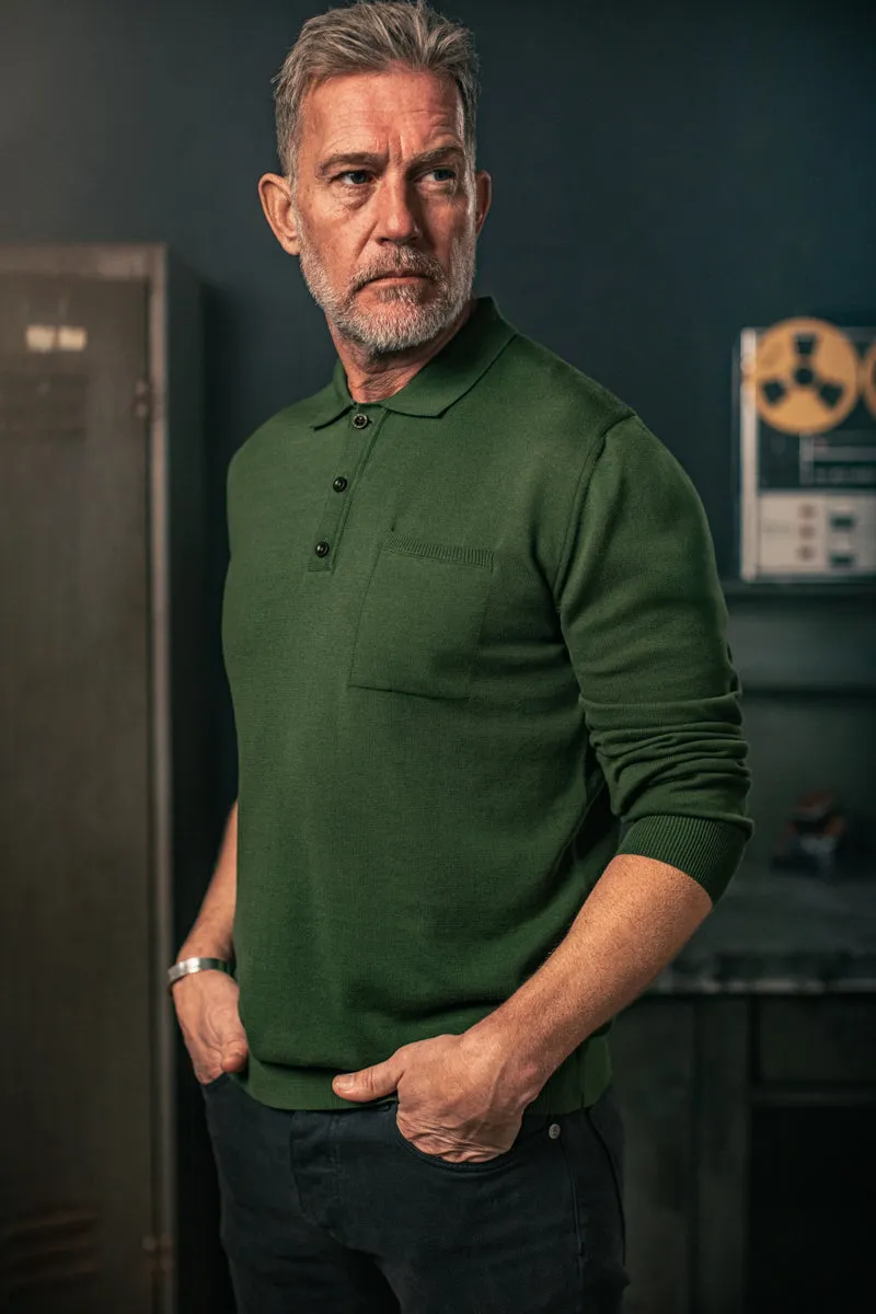 Cedar Knitted Polo Green sold by &SONS product image thumbnail 5