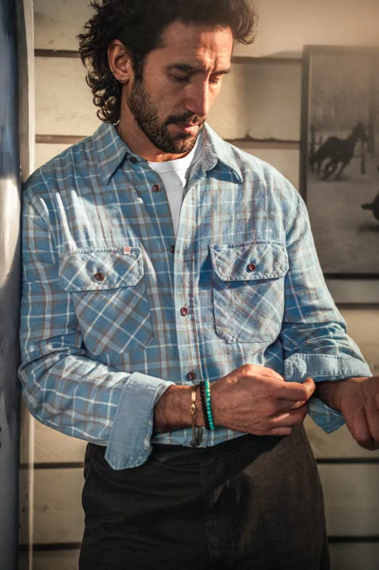 McQueen Stockman Shirt Blue Check made by &SONS