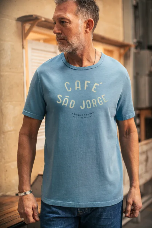 CAFE Boxer T-Shirt Blue sold by &SONS