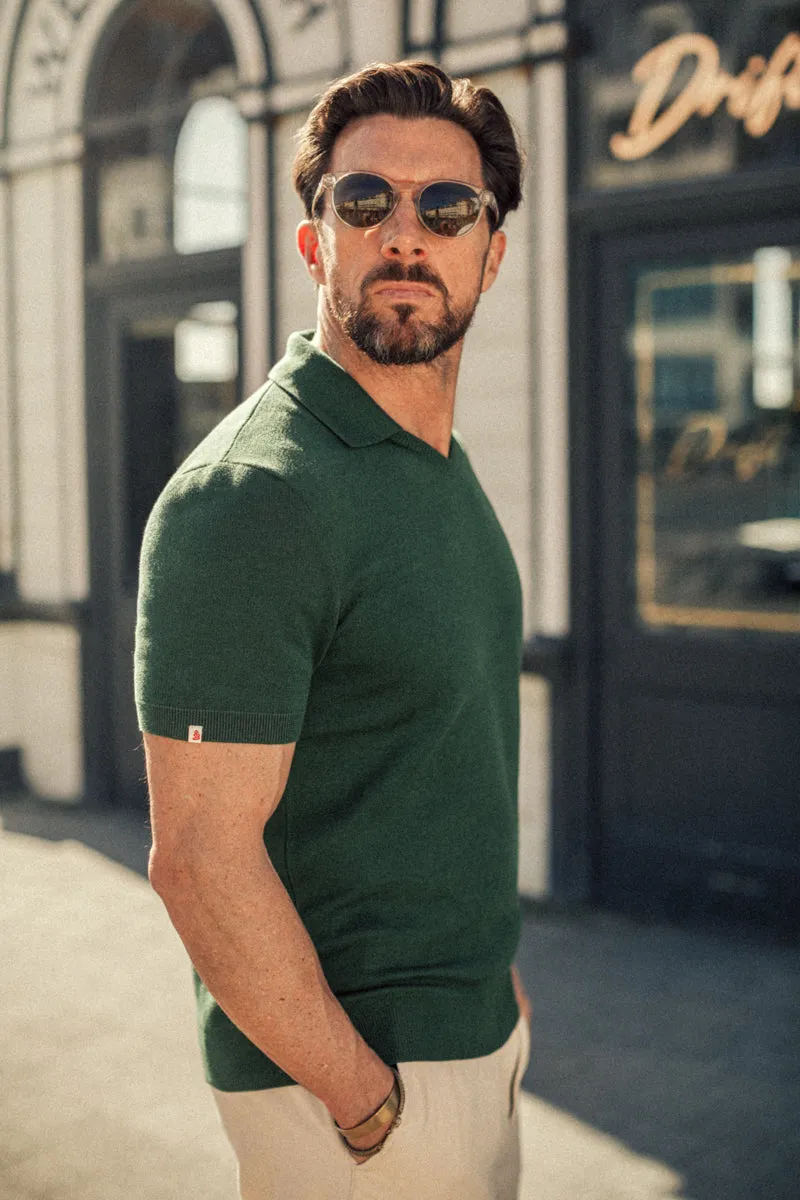 Gallo Knitted V-Neck Polo Green sold by &SONS product image thumbnail 4