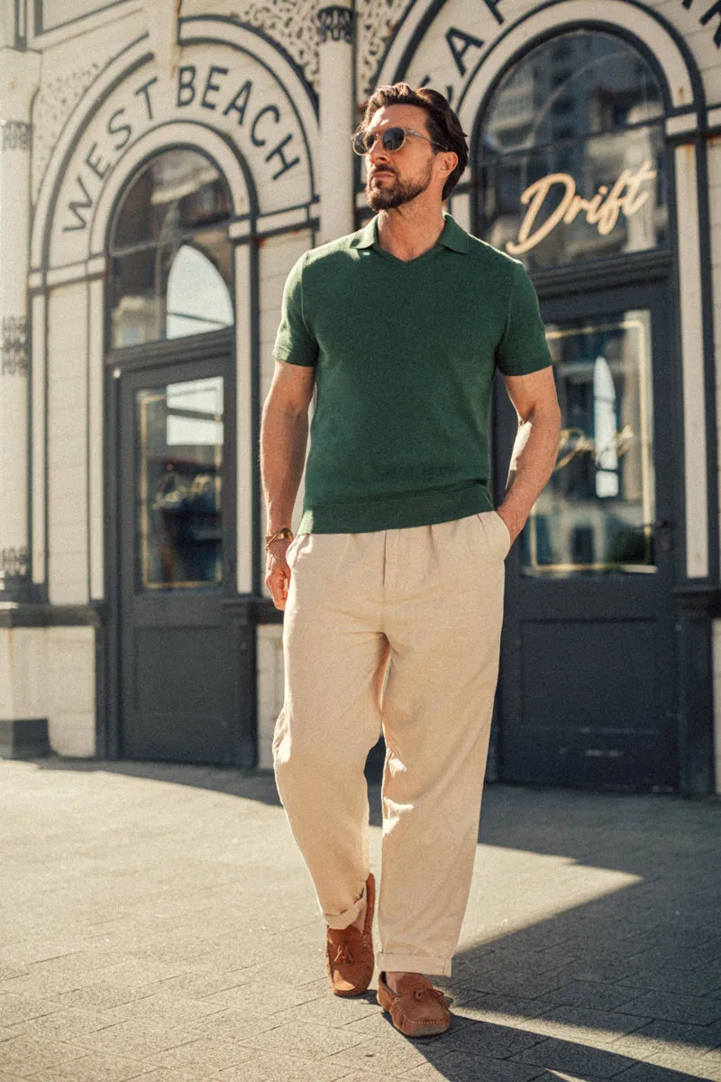 Gallo Knitted V-Neck Polo Green sold by &SONS product image thumbnail 5