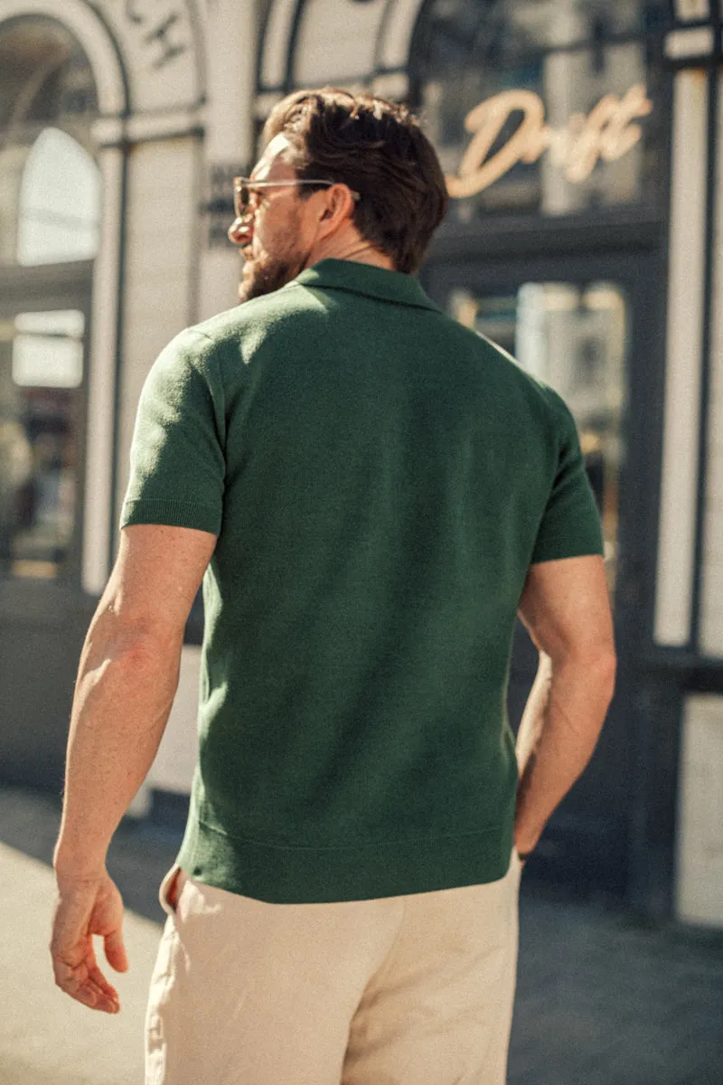 Gallo Knitted V-Neck Polo Green sold by &SONS product image thumbnail 3