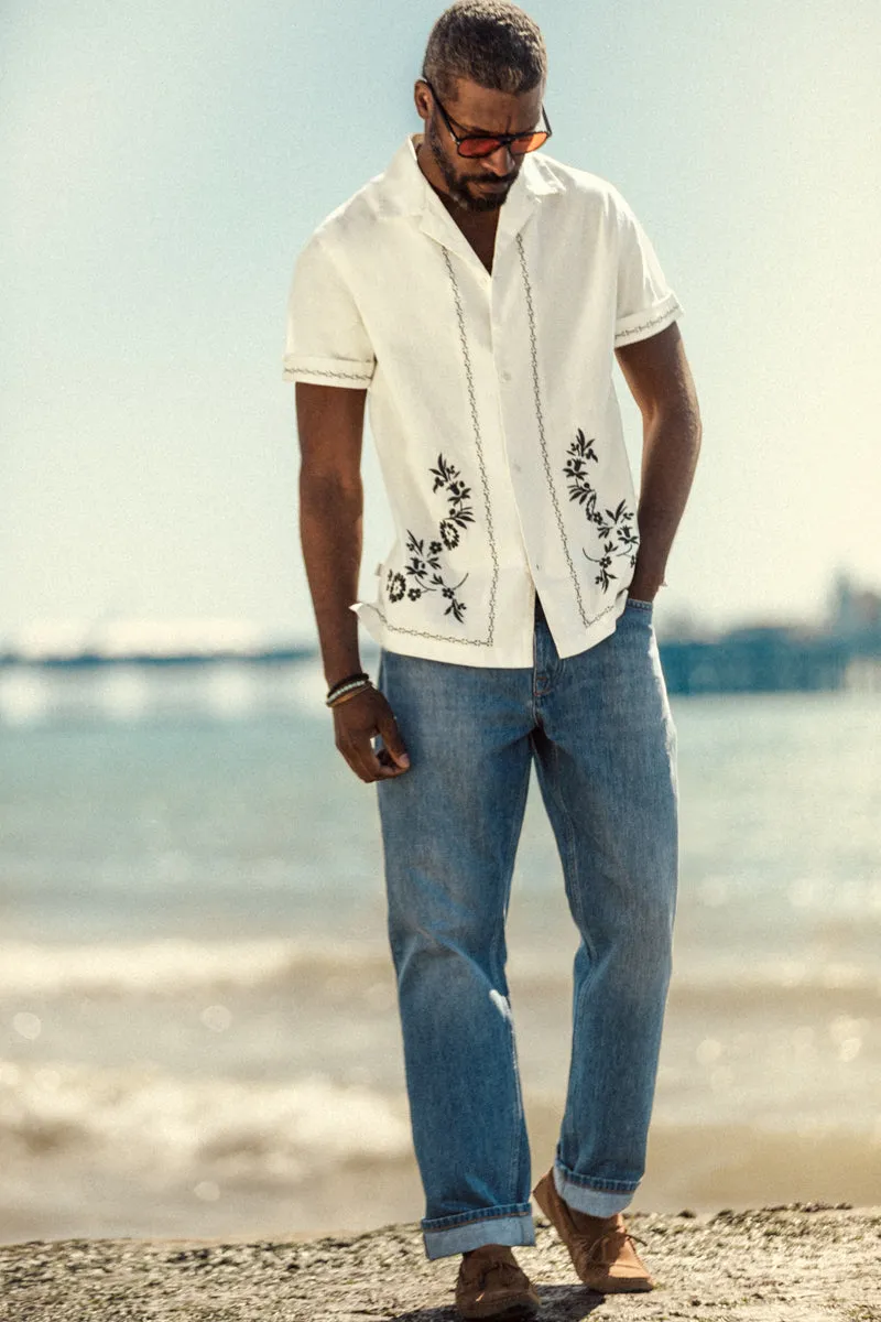 Luca Embroidered Shirt Natural sold by &SONS product image thumbnail 5