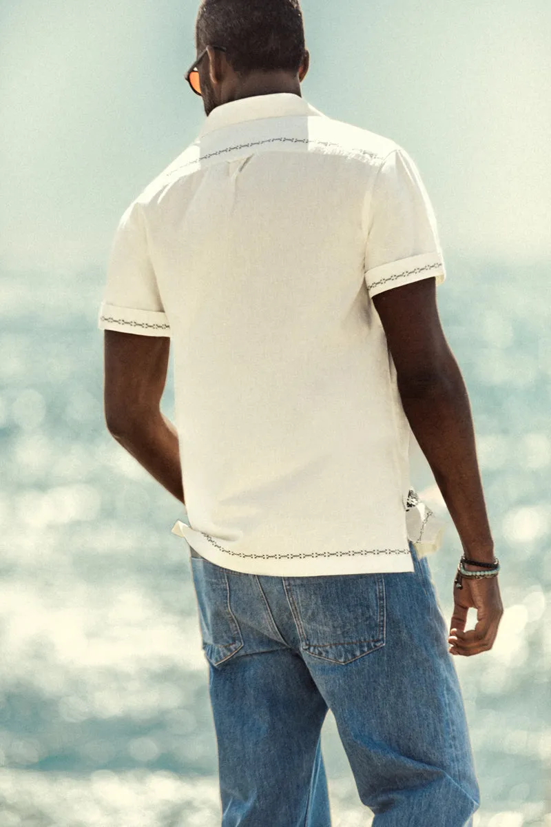 Luca Embroidered Shirt Natural sold by &SONS product image thumbnail 3