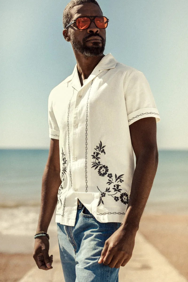 Luca Embroidered Shirt Natural sold by &SONS