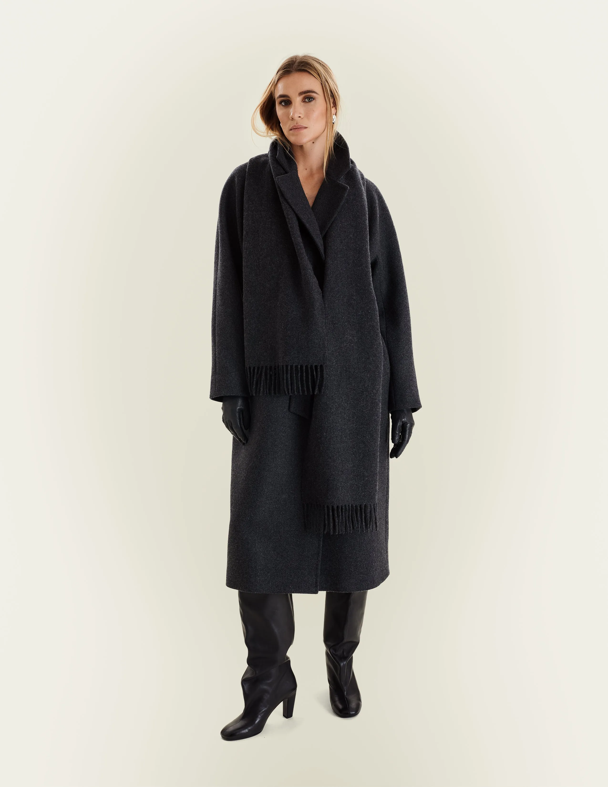 COCOON SCARF IN CHARCOAL sold by The Landskein product image thumbnail 2