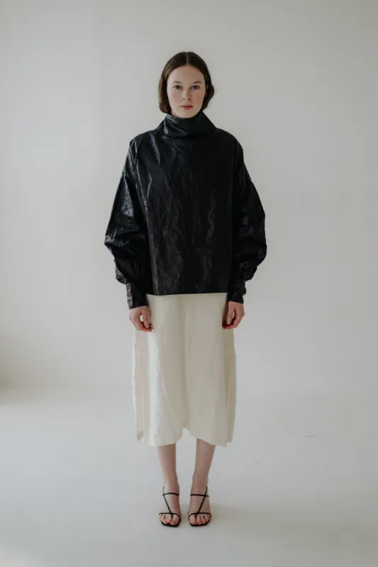 CADHLA SHIRT | BLACK BEETLED LINEN made by Kindred of Ireland