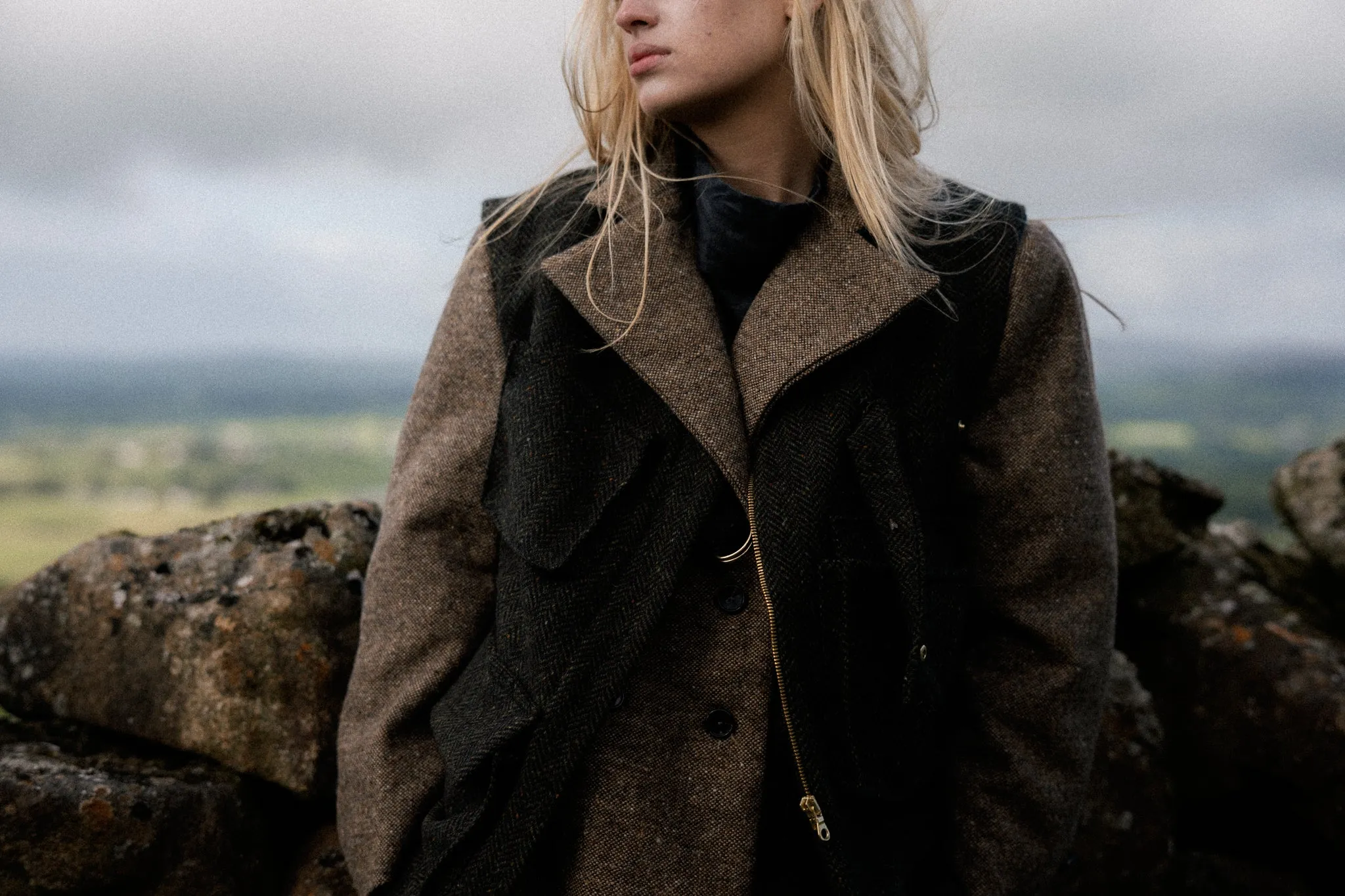 ASYMMETRIC TWEED GILET | GREEN sold by Kindred of Ireland product image thumbnail 5