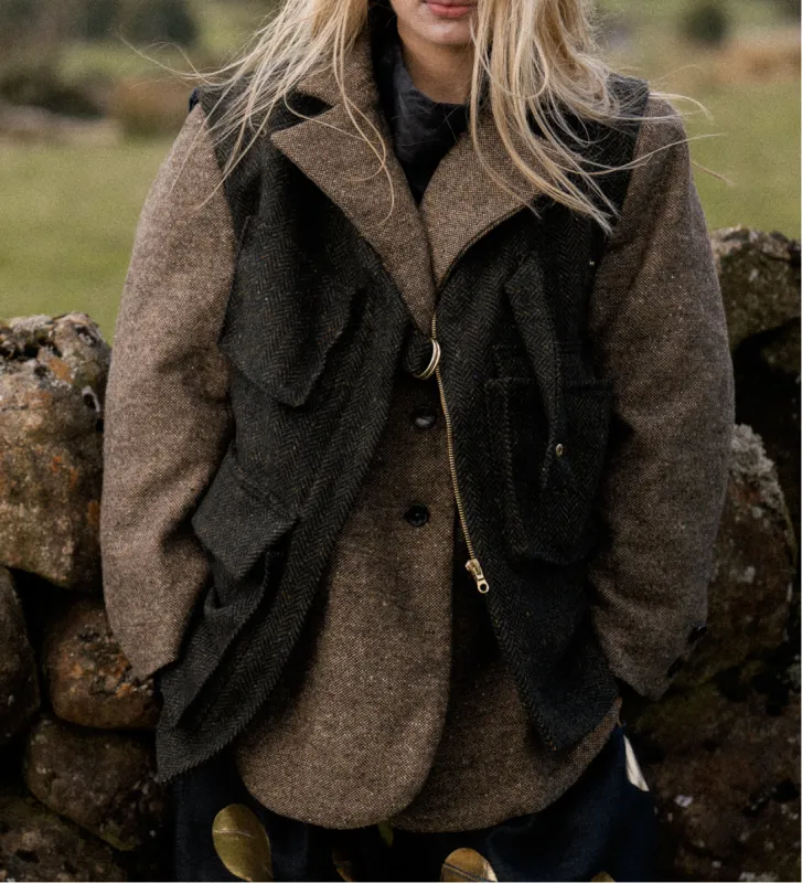 ASYMMETRIC TWEED GILET sold by Kindred of Ireland