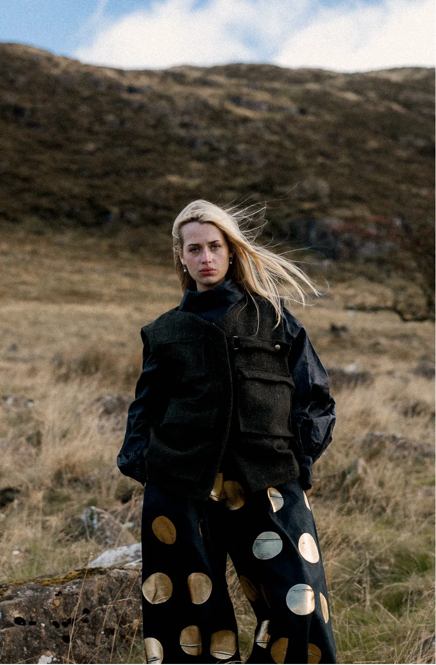 ASYMMETRIC TWEED GILET | GREEN sold by Kindred of Ireland product image thumbnail 2