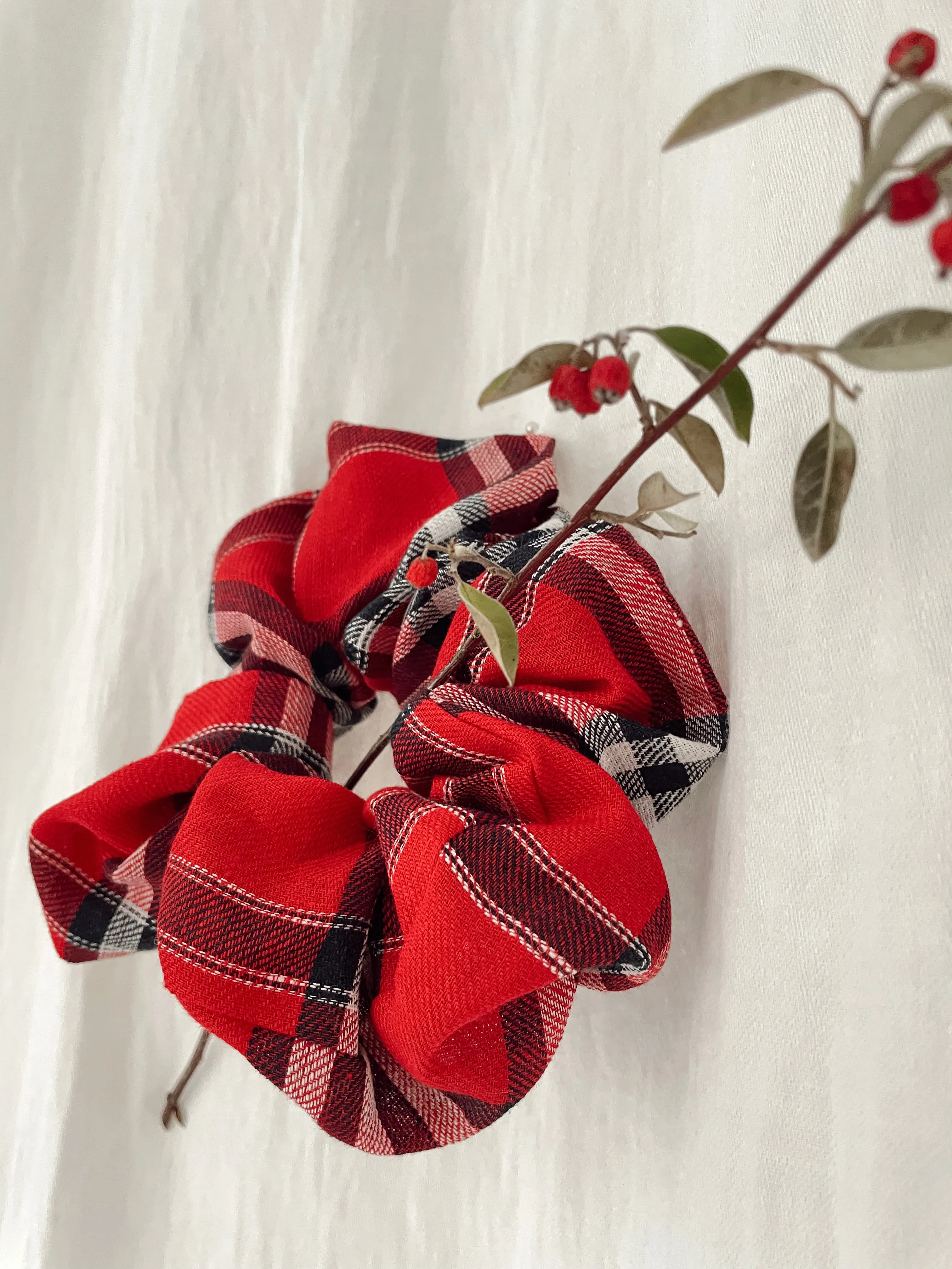 RED TARTAN SCRUNCHIE sold by Kindred of Ireland product image thumbnail 4