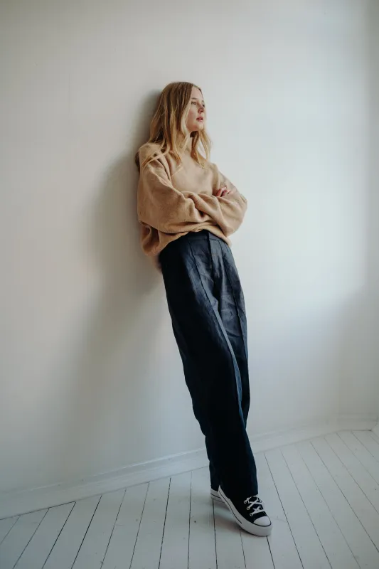 SUIT TROUSERS | NAVY & BLACK BEETLED sold by Kindred of Ireland