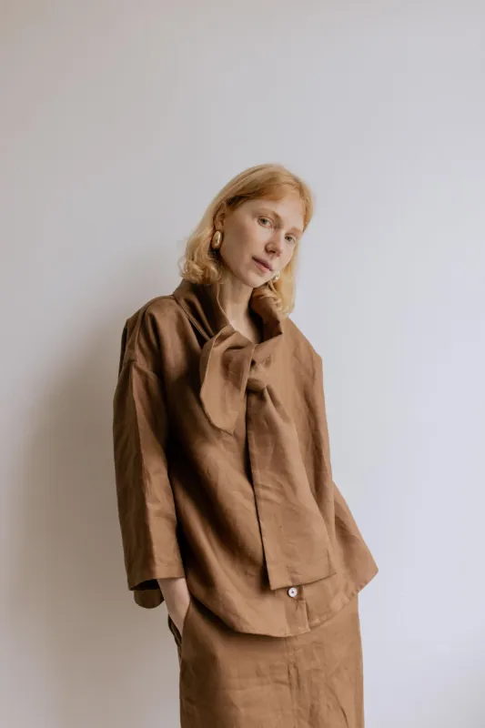FREYA BLOUSE | CHOCOLATE made by Kindred of Ireland