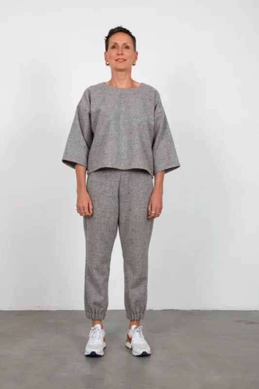 Grey tweed sweatshirt sold by The Tweed Project