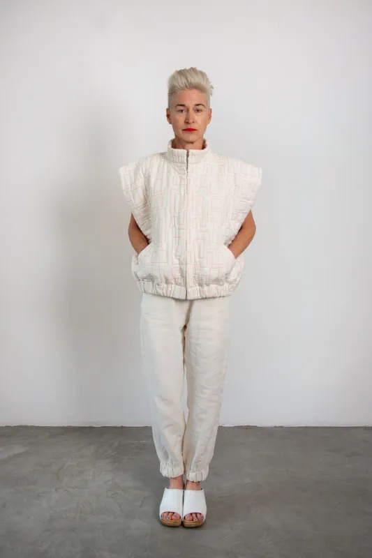 Linen Tapestry Sleeveless Bomber sold by The Tweed Project