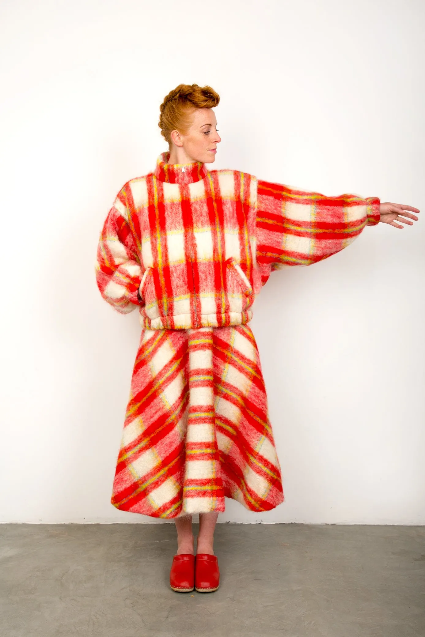 red tartan mohair bomber jacket sold by The Tweed Project product image thumbnail 2