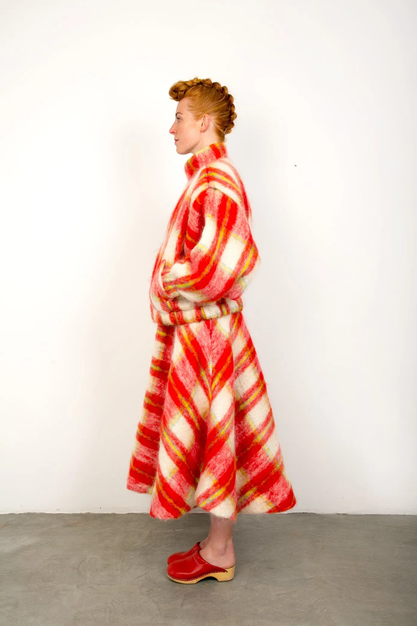 red tartan mohair bomber jacket sold by The Tweed Project product image thumbnail 5